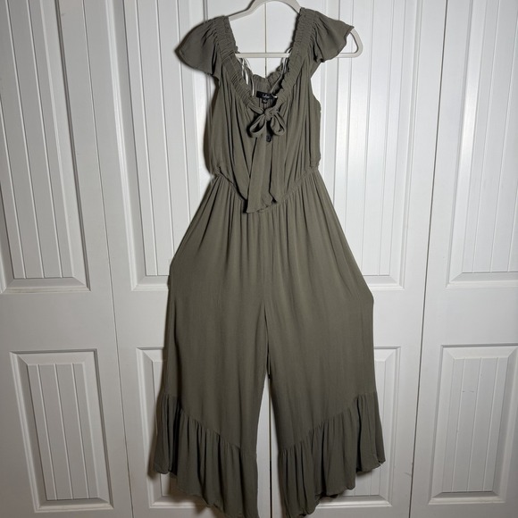 Lulus Pants - Lulu's Olive Green Ruffled Jumpsuit